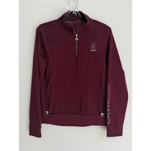 Cavallo Bela Burgundy Equestrian Quarter Zip Fleece Pullover Glitter Trim Sz10